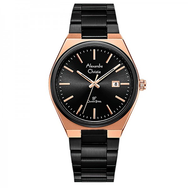 Alexandre Christie AC 8713 Rosegold Black Man MDFBRBA